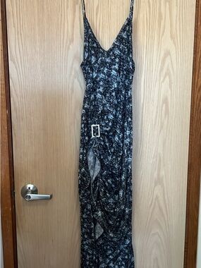 Dolls Kill Black & White Marbled Spaghetti Strap Maxi Dress